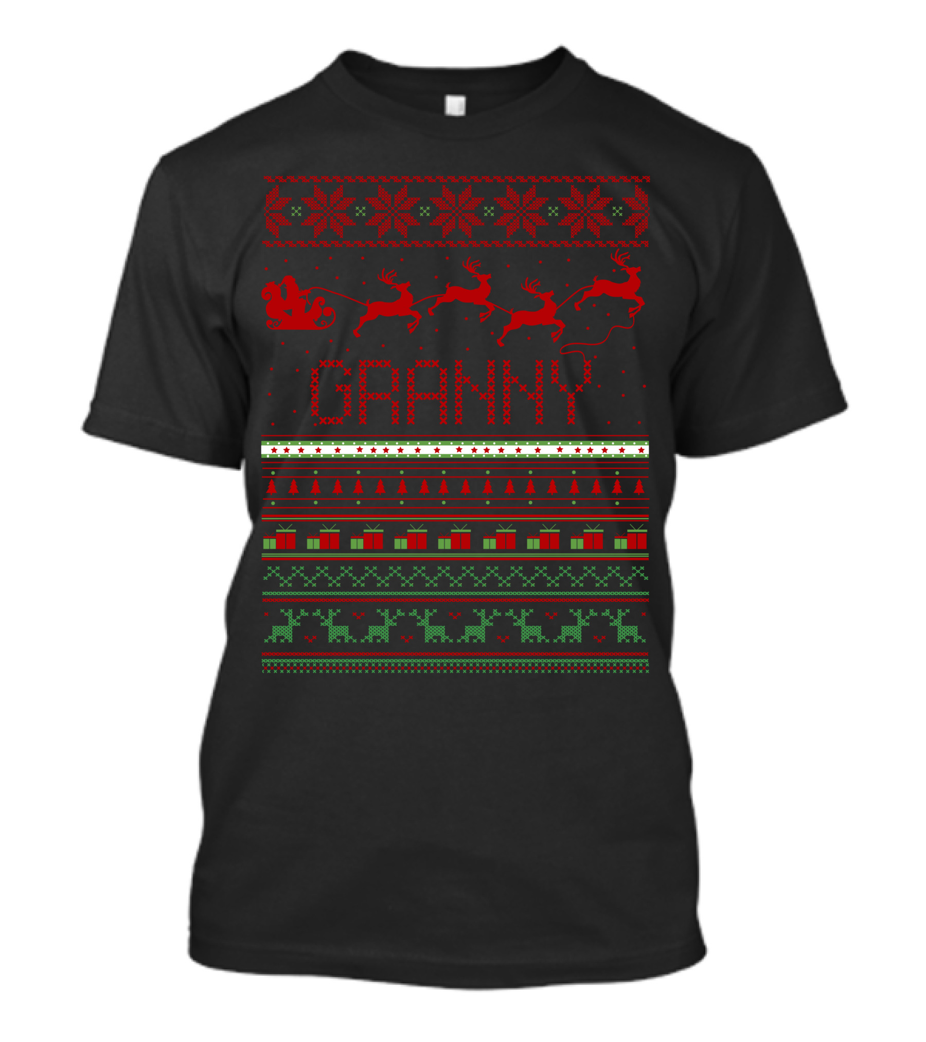Granny Reindeer Sleigh Ugly Christmas T-Shirt