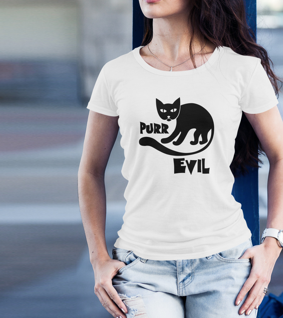 Purr Evil Halloween Cat T-Shirt