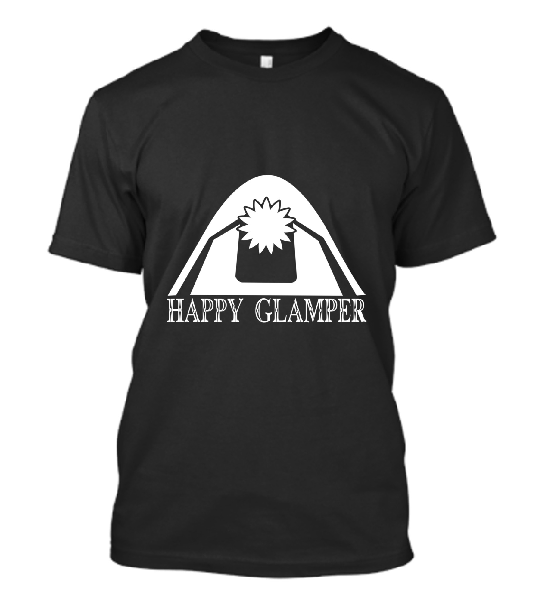 Happy Glamper Camper Tent With Sunburst T-Shirt