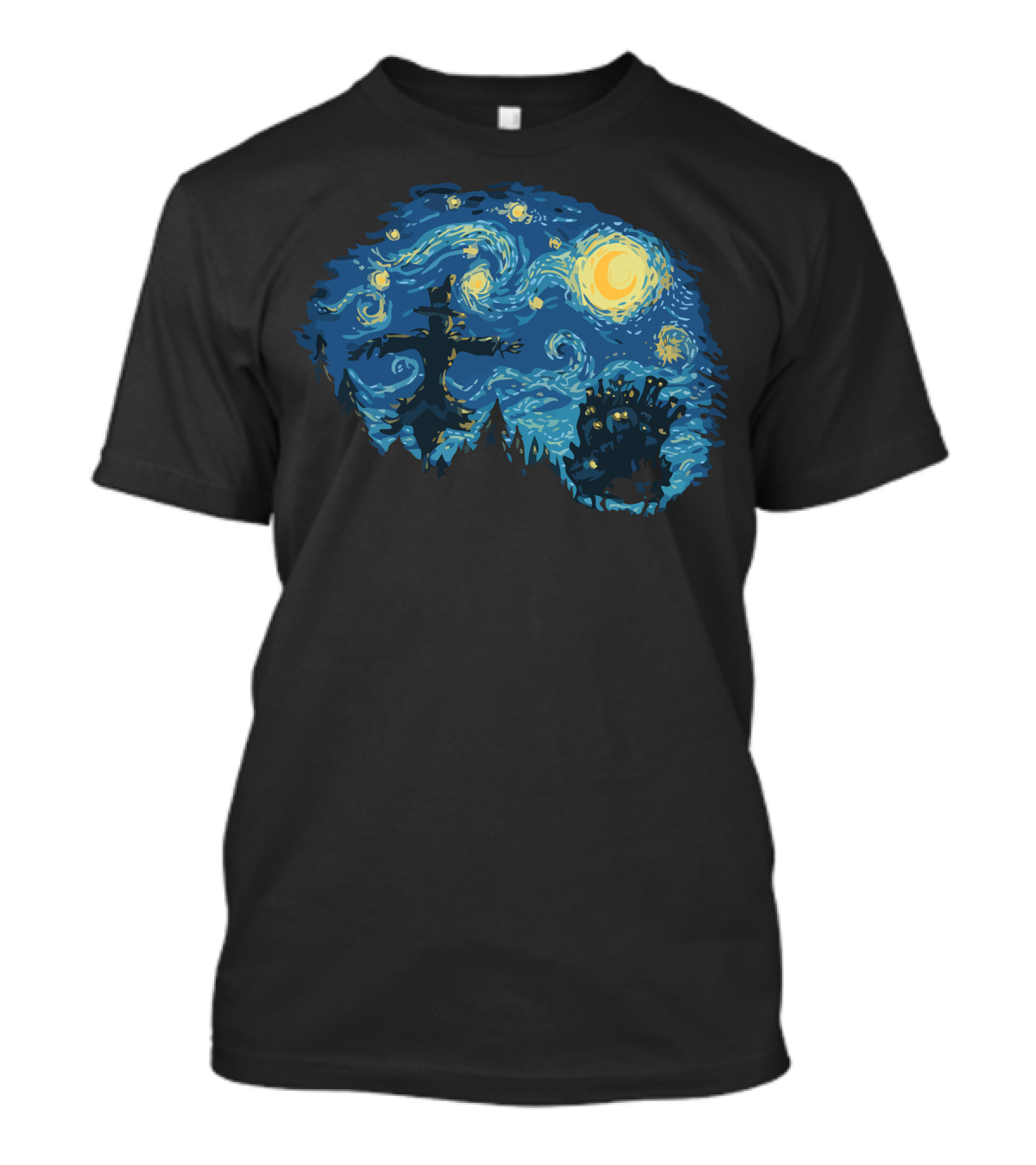 Van Gogh Starry Night Howl's Moving Castle Scarecrow And Night Sky T-Shirt