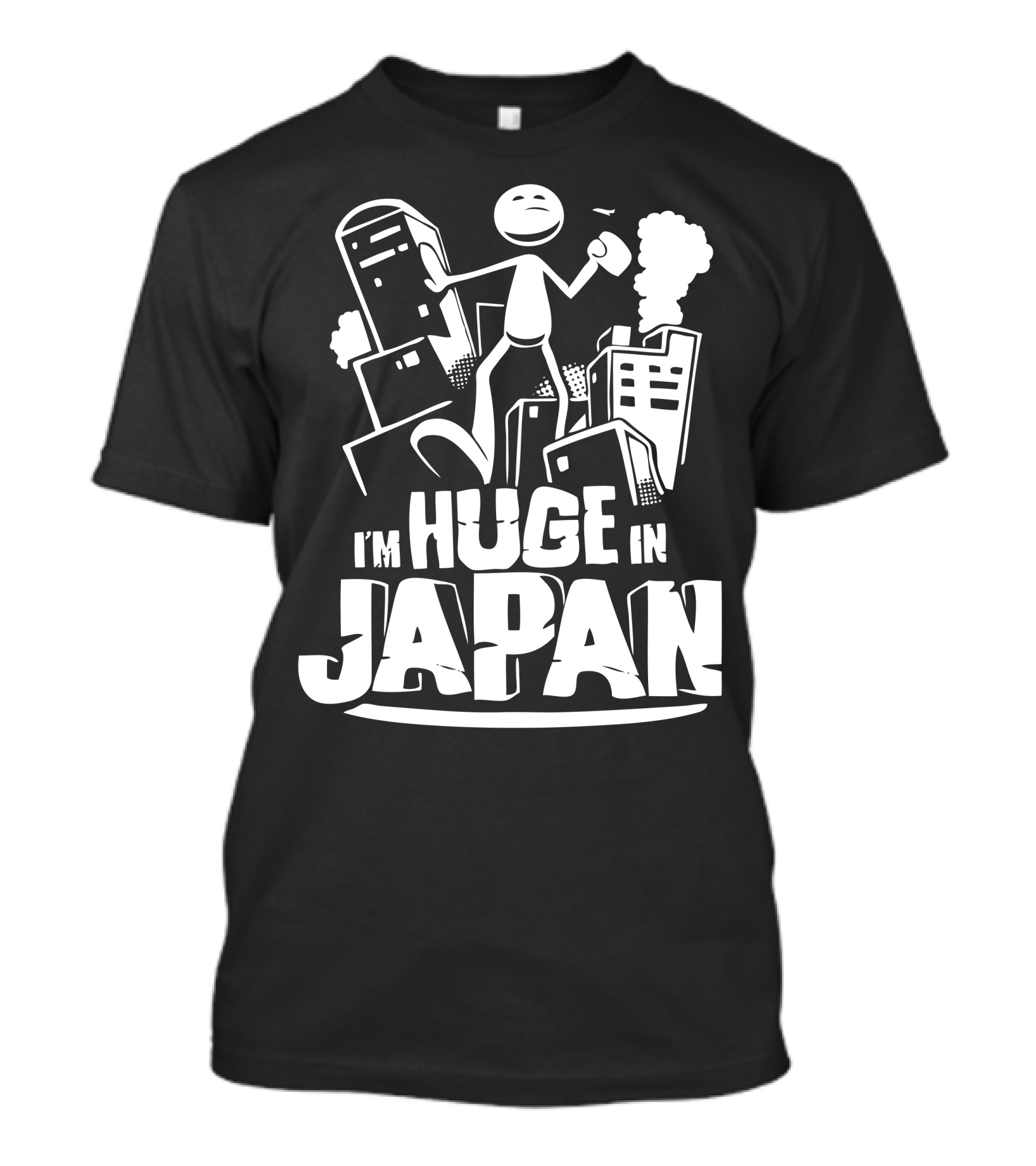 I'm Huge In Japan Stick Figure City Scene T-Shirt