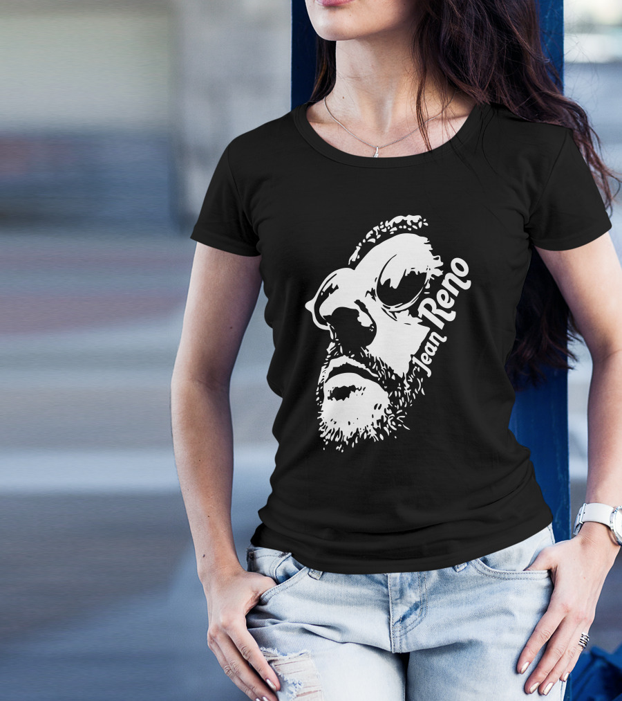 Jean Reno Black And White Graphic Profile With Text T-Shirt