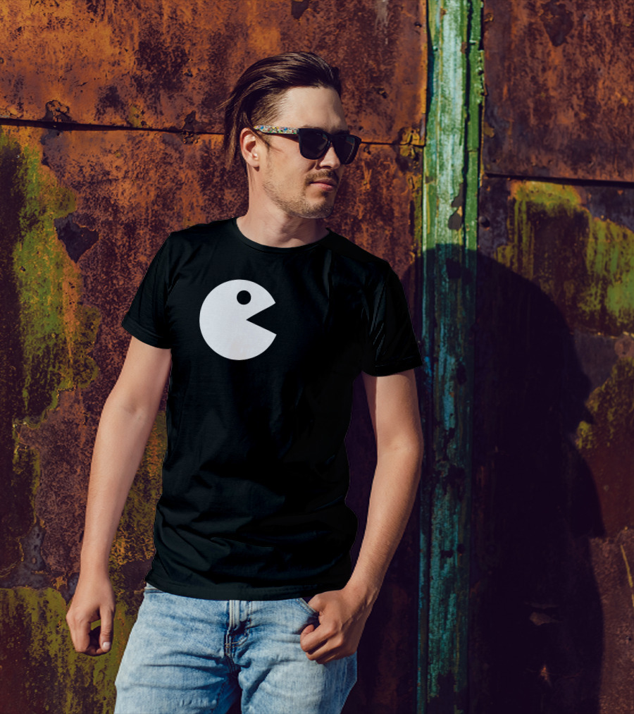 Kiss And Love Pac-Man Style White Black Iconic T-Shirt
