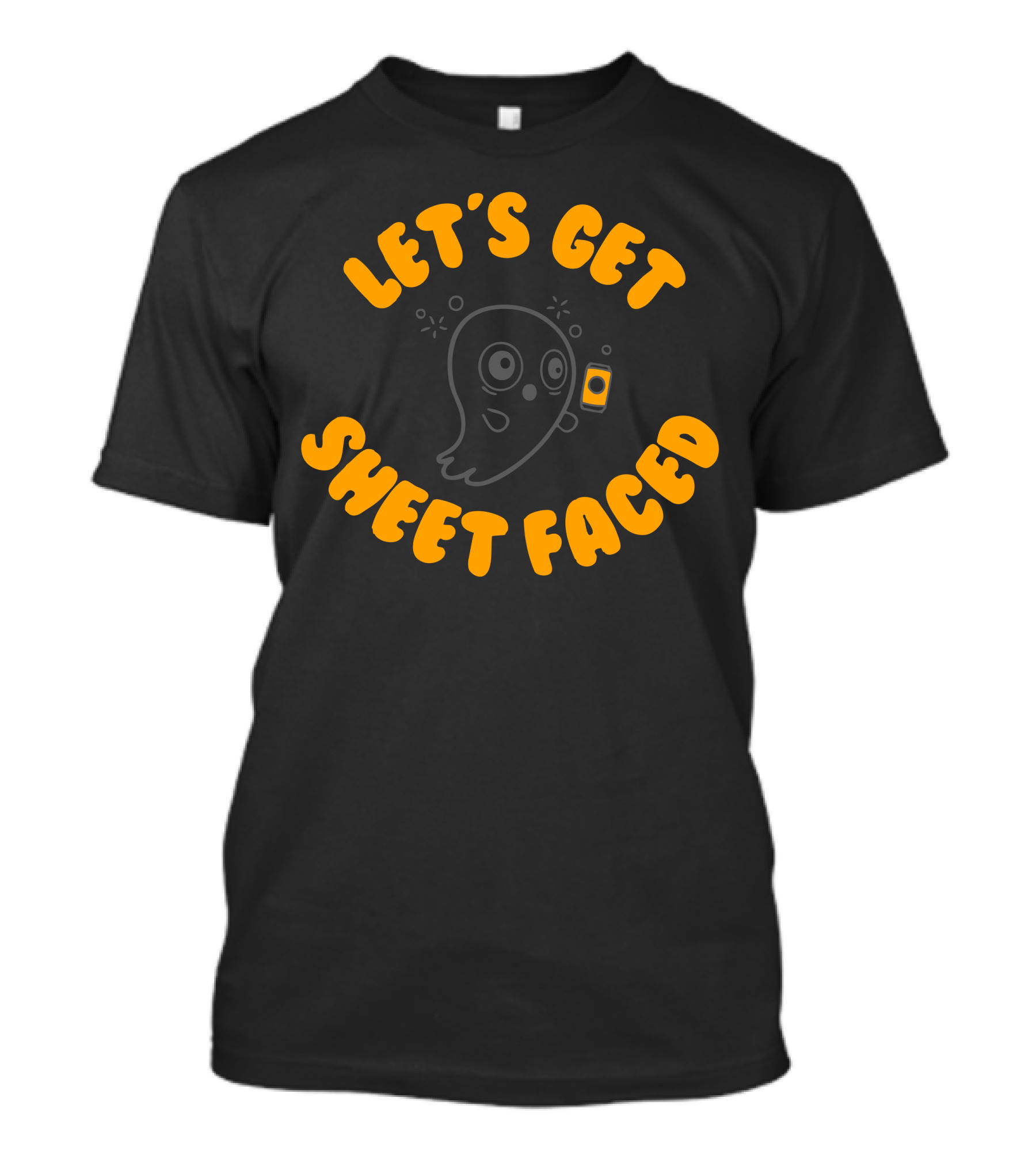 LET'S GET SHEET FACED Merry Ghost Holding Drink T-Shirt