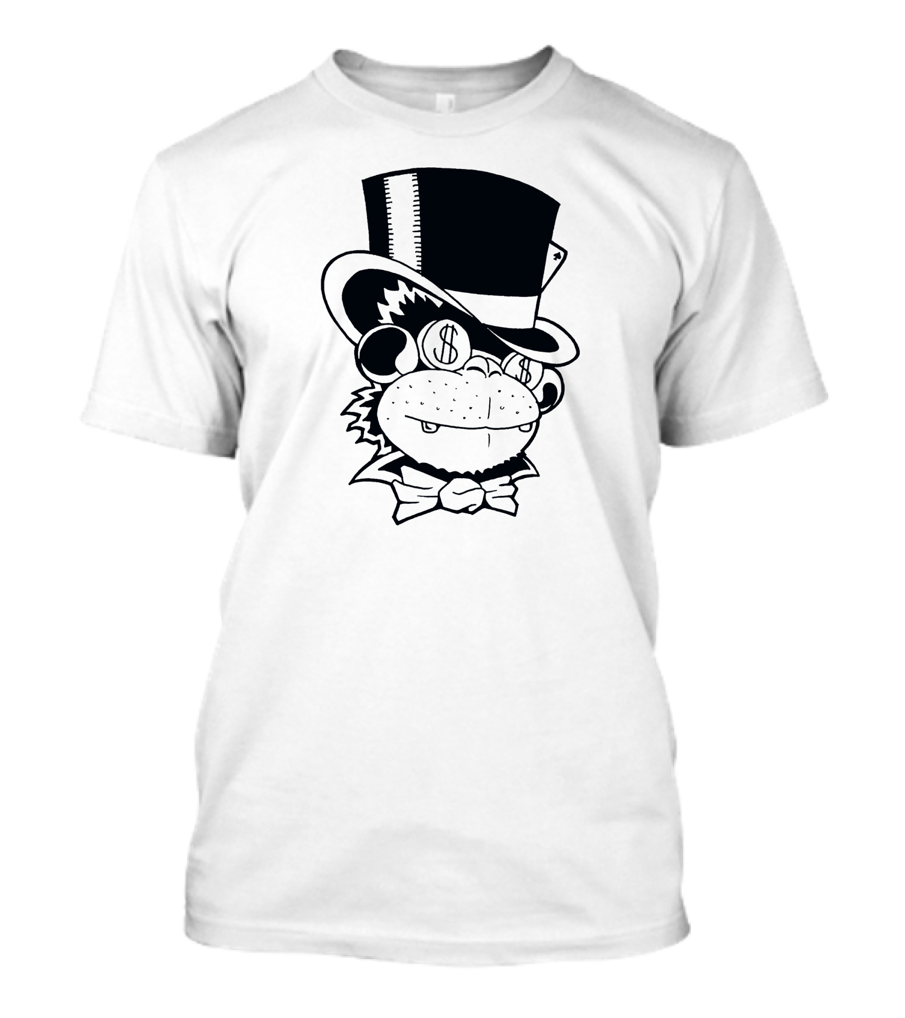 Mafia Monkey Dollar Sign Eyes Top Hat T-Shirt