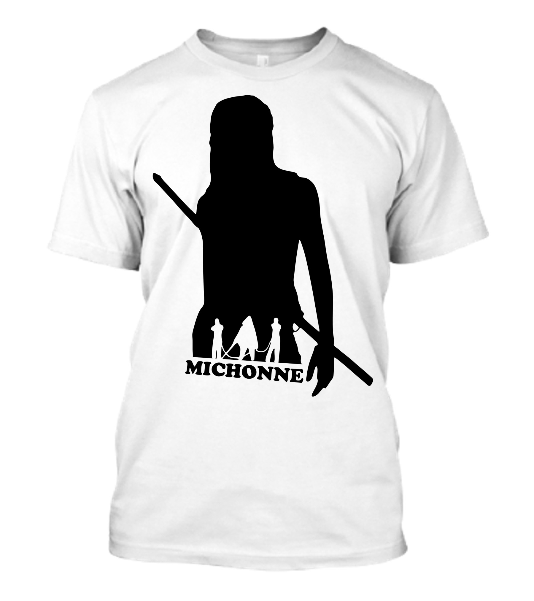 Michonne Silhouette With Sword And Walkers T-Shirt