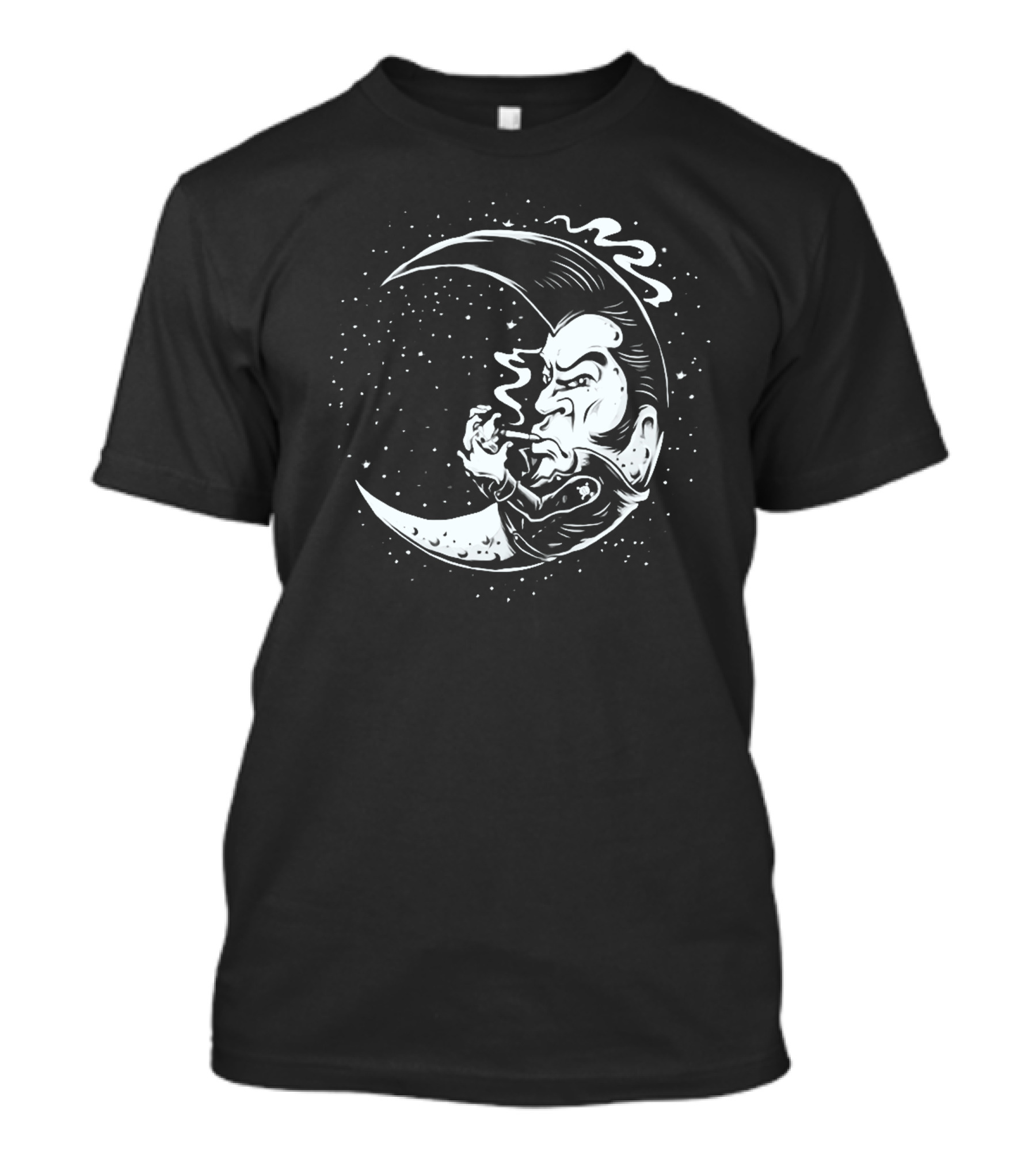 Moon Rockabilly Smoking Crescent Retro Vibe Dougie Horror T-Shirt