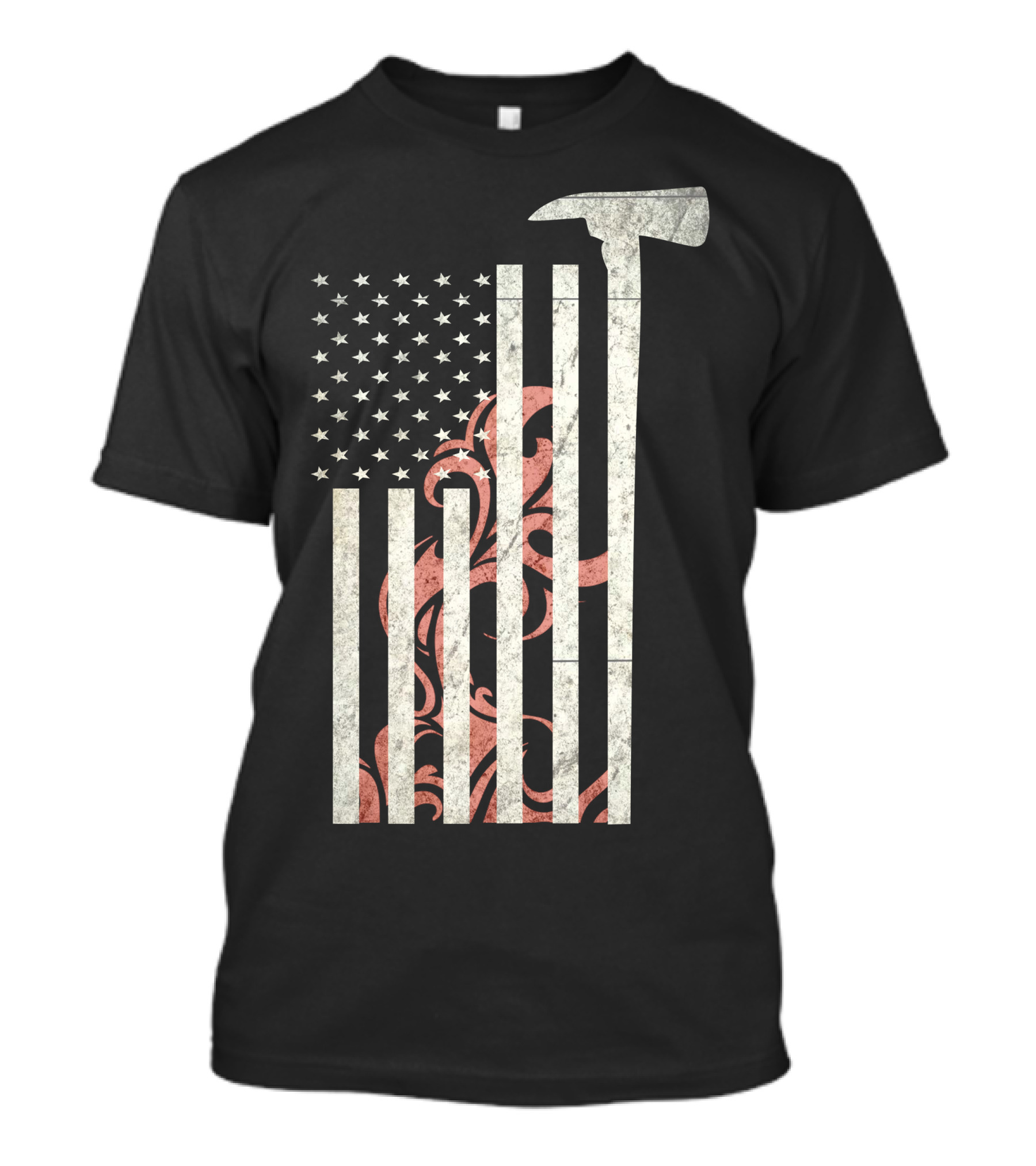 American Firefighter Axe Flag With Stars And Flames T-Shirt