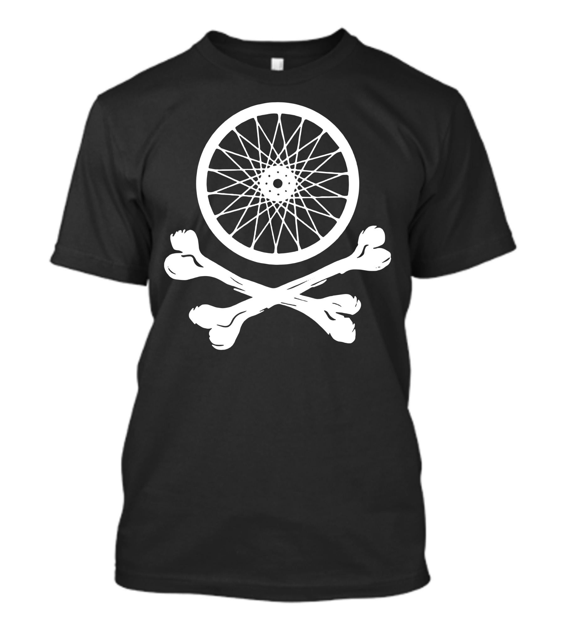 Bicycle Wheel Cross Bones Design Graphic Skull T-Shirt