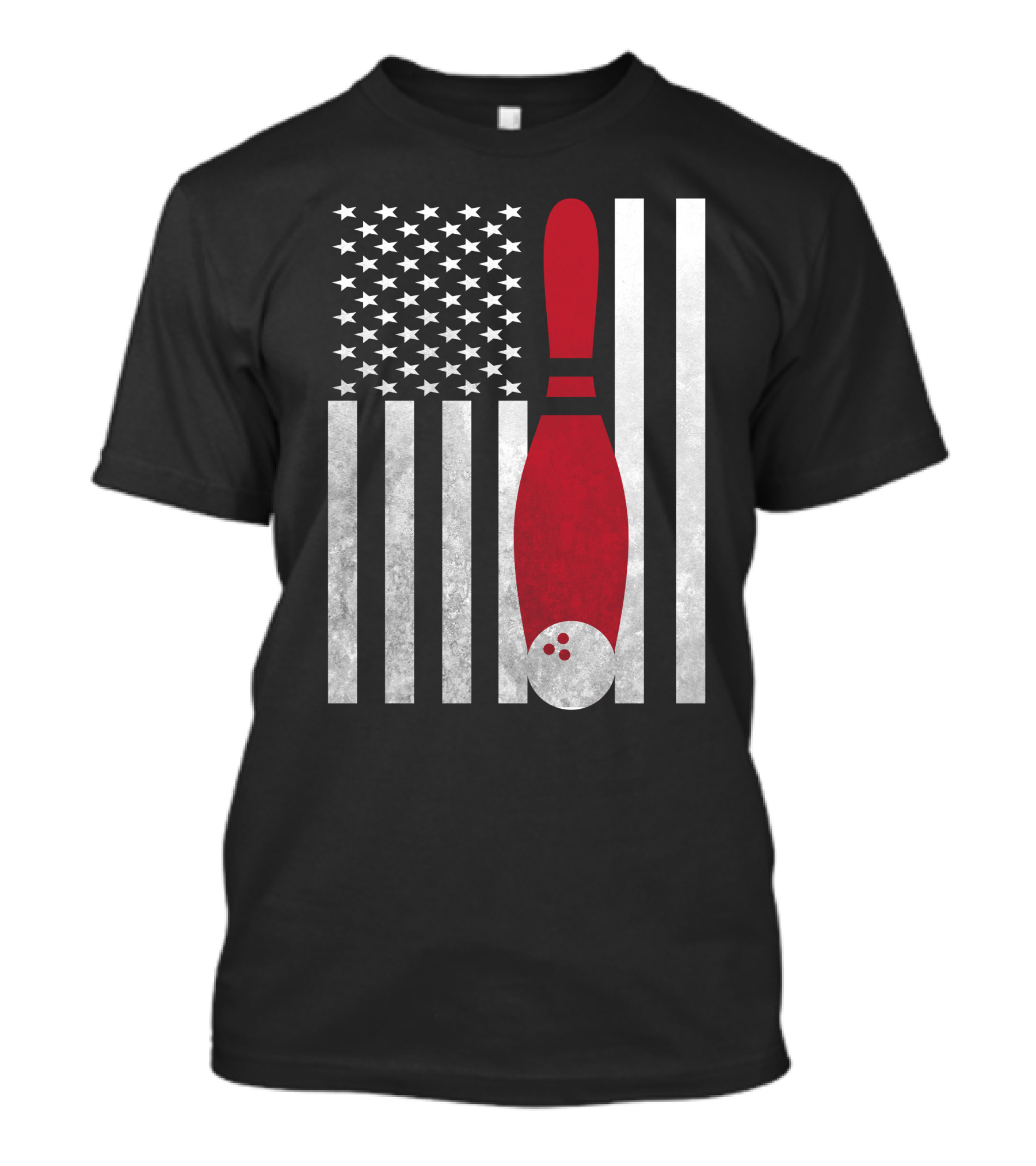 American Flag Bowling Pin Stripes Bowler T-Shirt