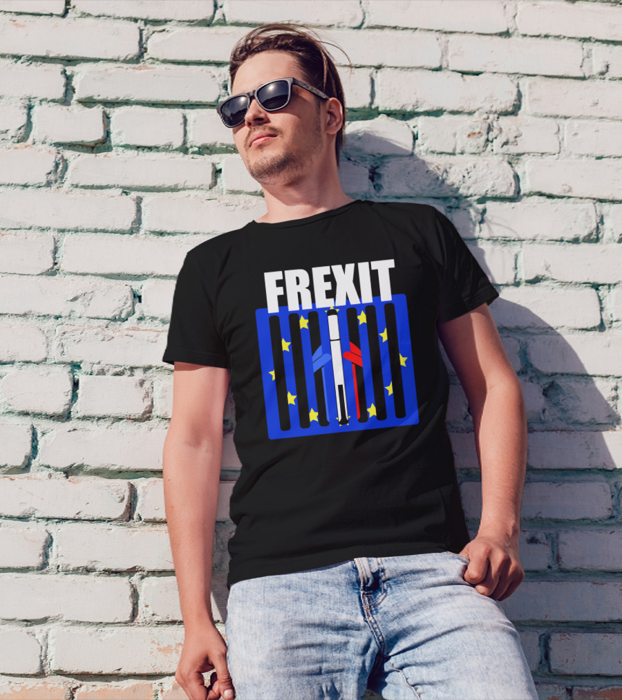 FREXIT European Union Stars Jail Bars France Flag T-Shirt