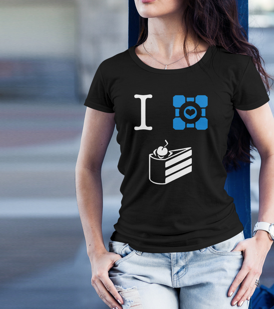 I Love Companion Cube Cake Is A Lie T-Shirt