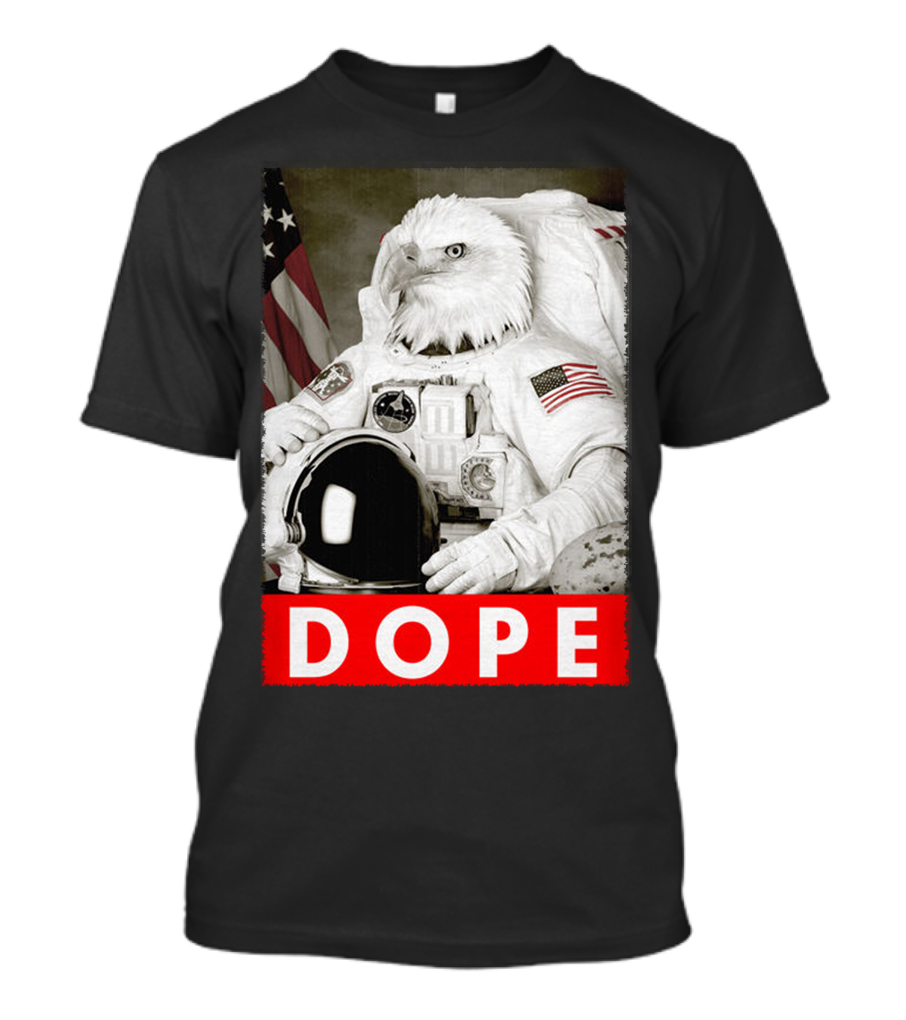 Dope Eagle Astronaut Suit American Flag T-Shirt