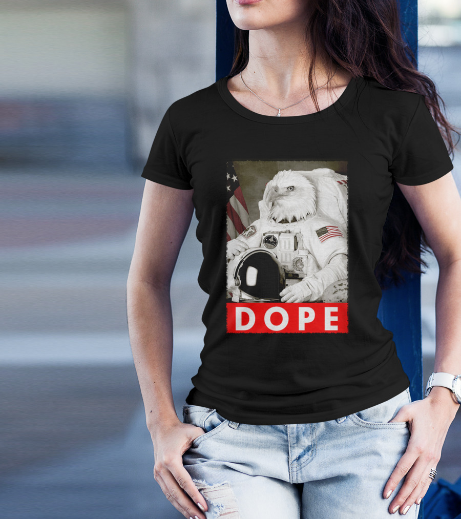 Dope Eagle Astronaut Suit American Flag T-Shirt