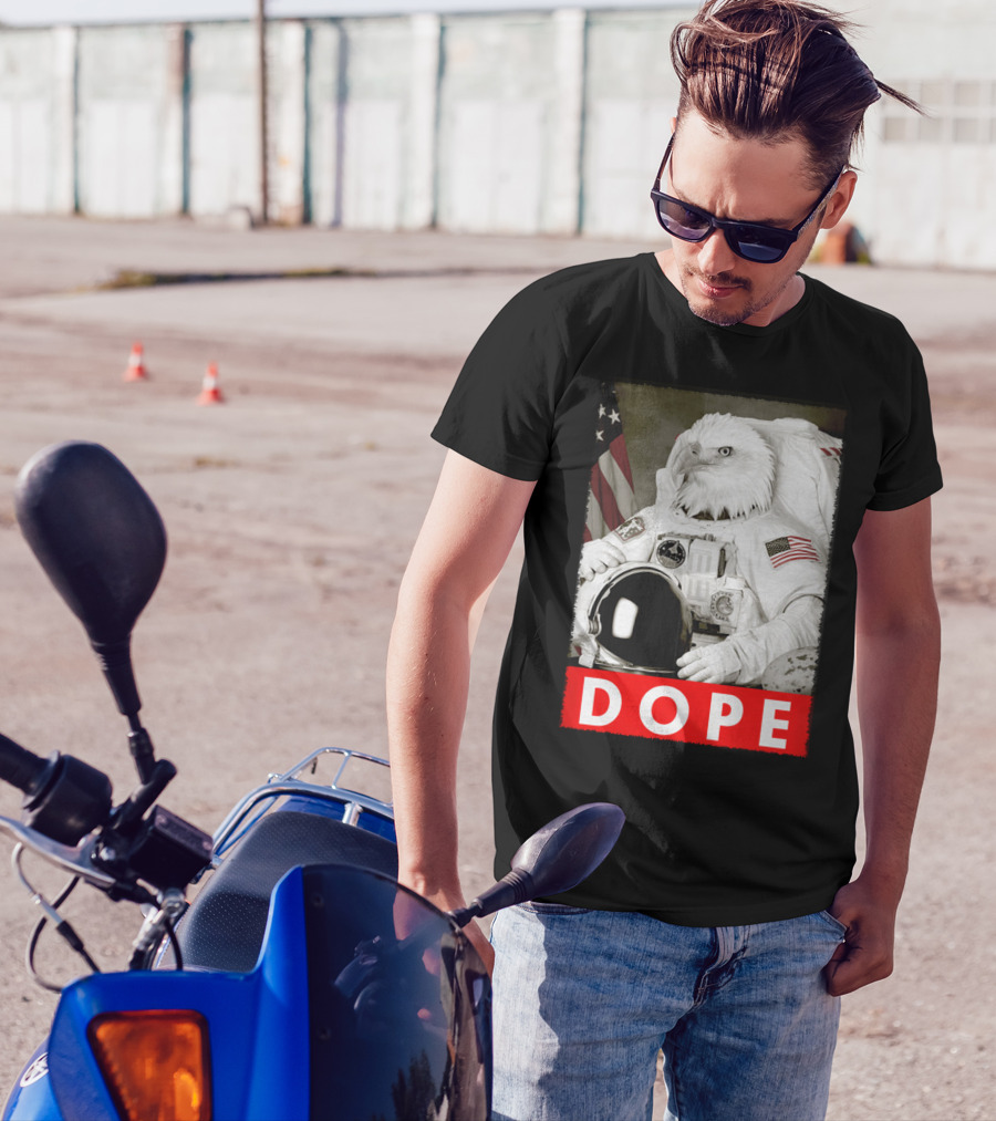 Dope Eagle Astronaut Suit American Flag T-Shirt