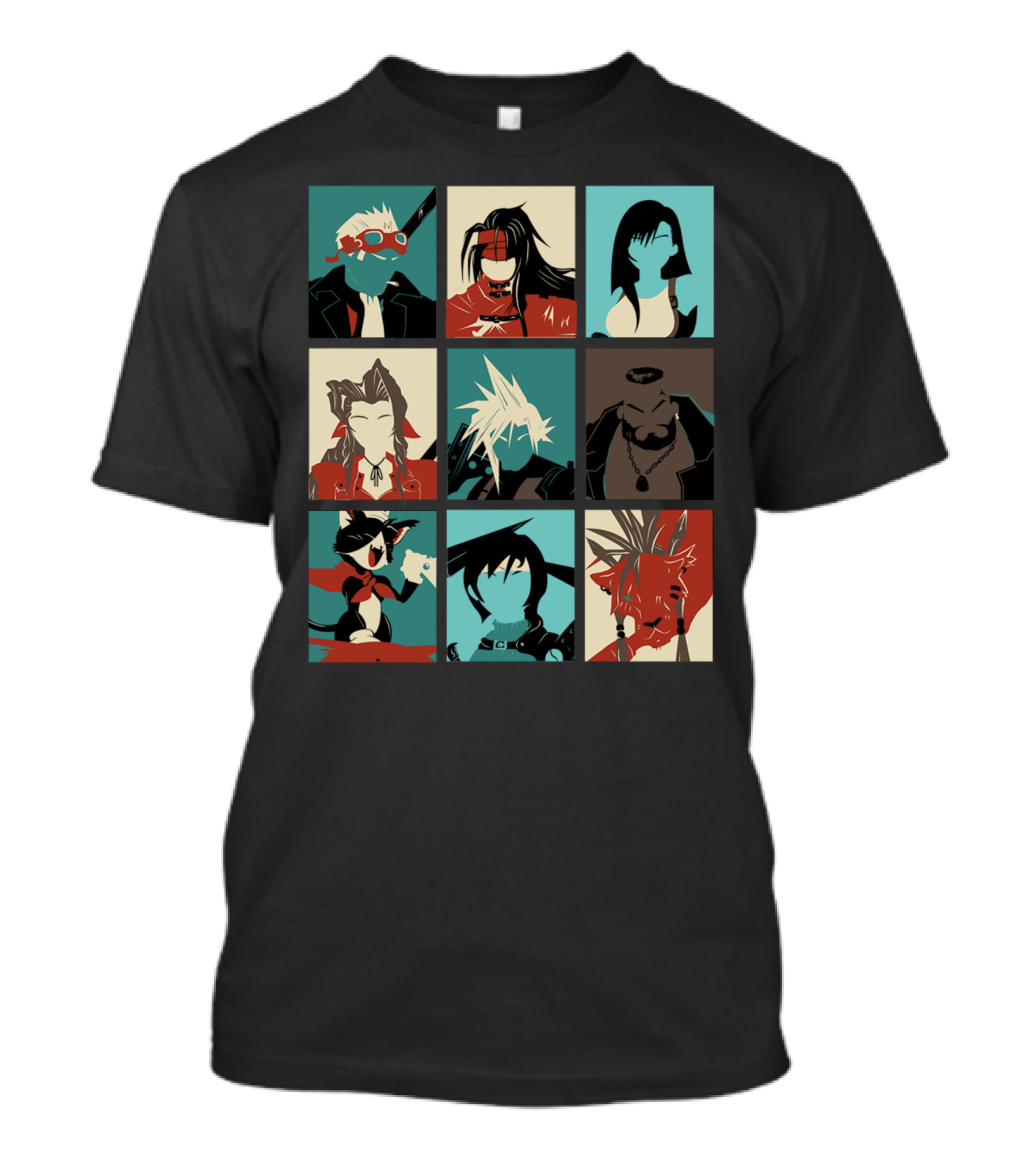 Final Fantasy Iconic Characters Pop Art Grid T-Shirt