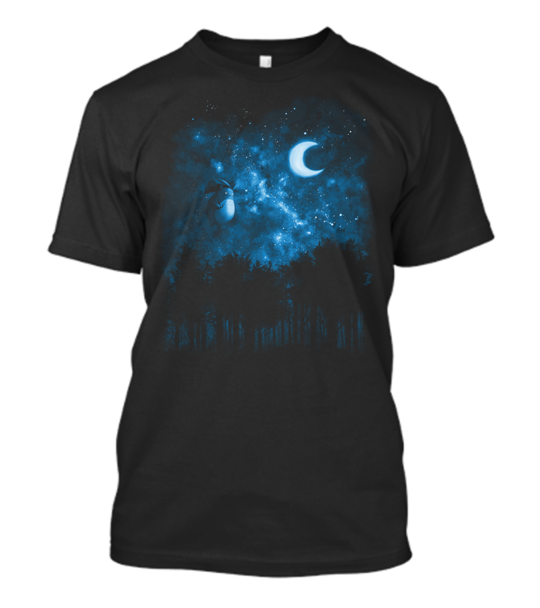 Forest Spirit And Starry Night Moon Scene With Trees And Sky T-Shirt