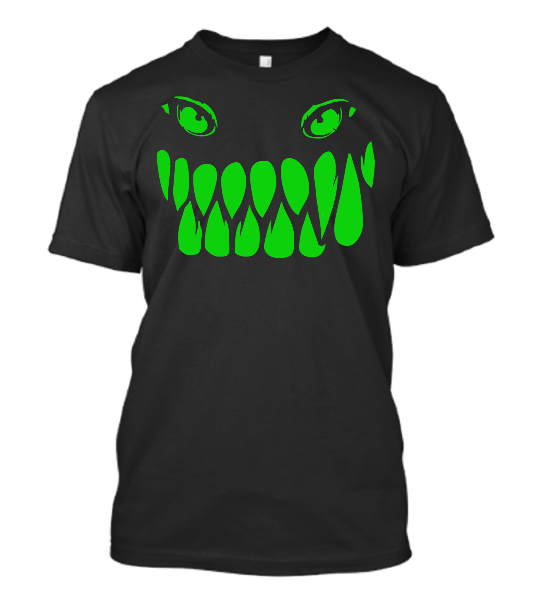 Fun Monster Face Green Glow Eyes And Teeth T-Shirt