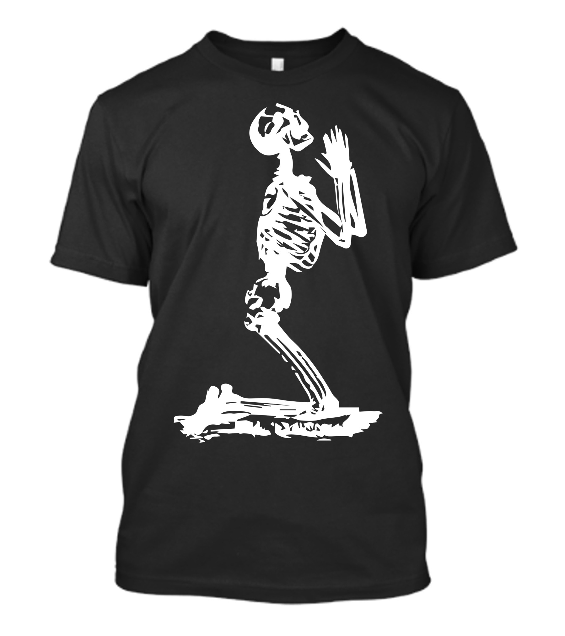 Funny Kneeling Skeleton In Prayer T-Shirt