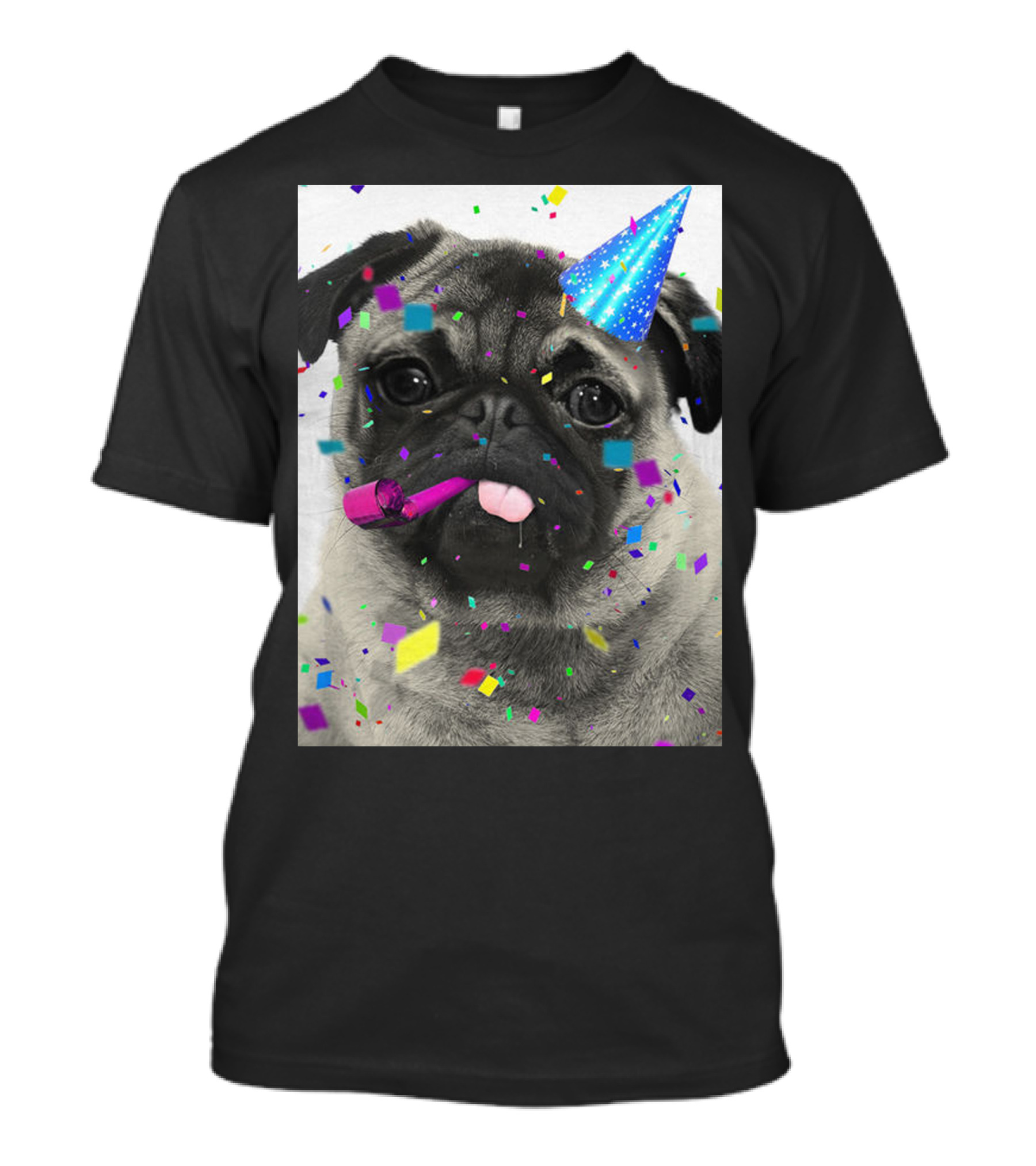 Happy Birthday Party Pug With Confetti And Party Hat T-Shirt