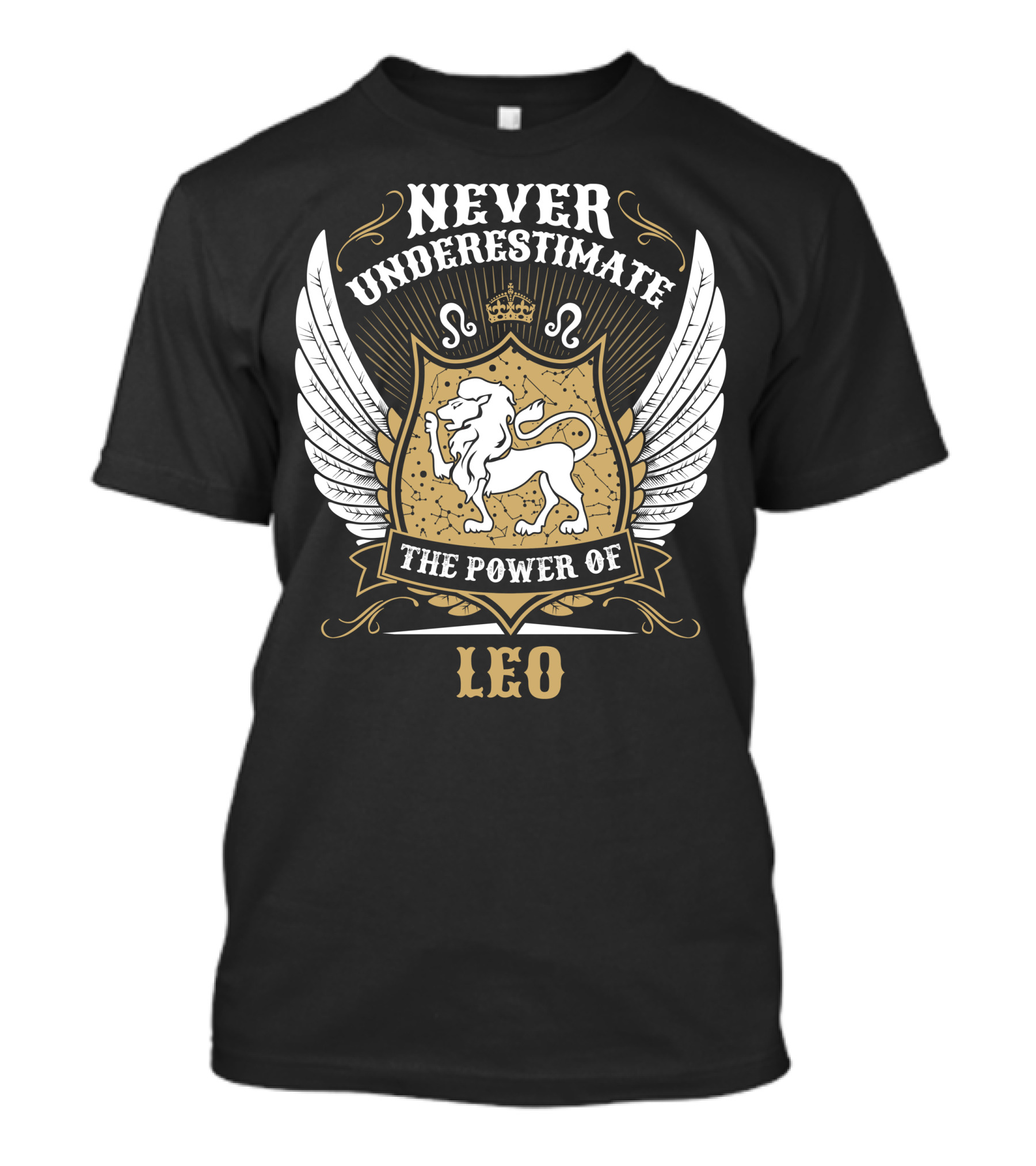 Never Underestimate The Power Of Leo Lion Emblem With Wings T-Shirt