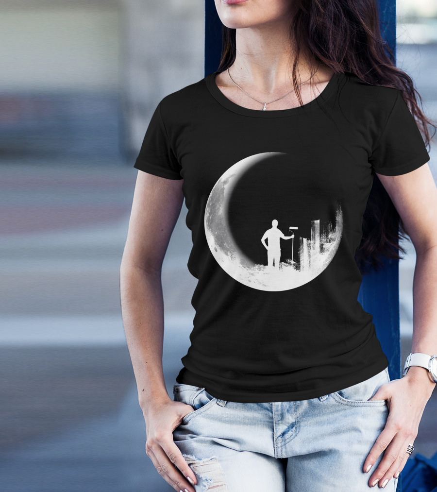Paint The Moon Silhouette With Roller On Lunar Surface T-Shirt