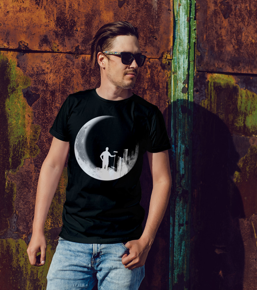 Paint The Moon Silhouette With Roller On Lunar Surface T-Shirt