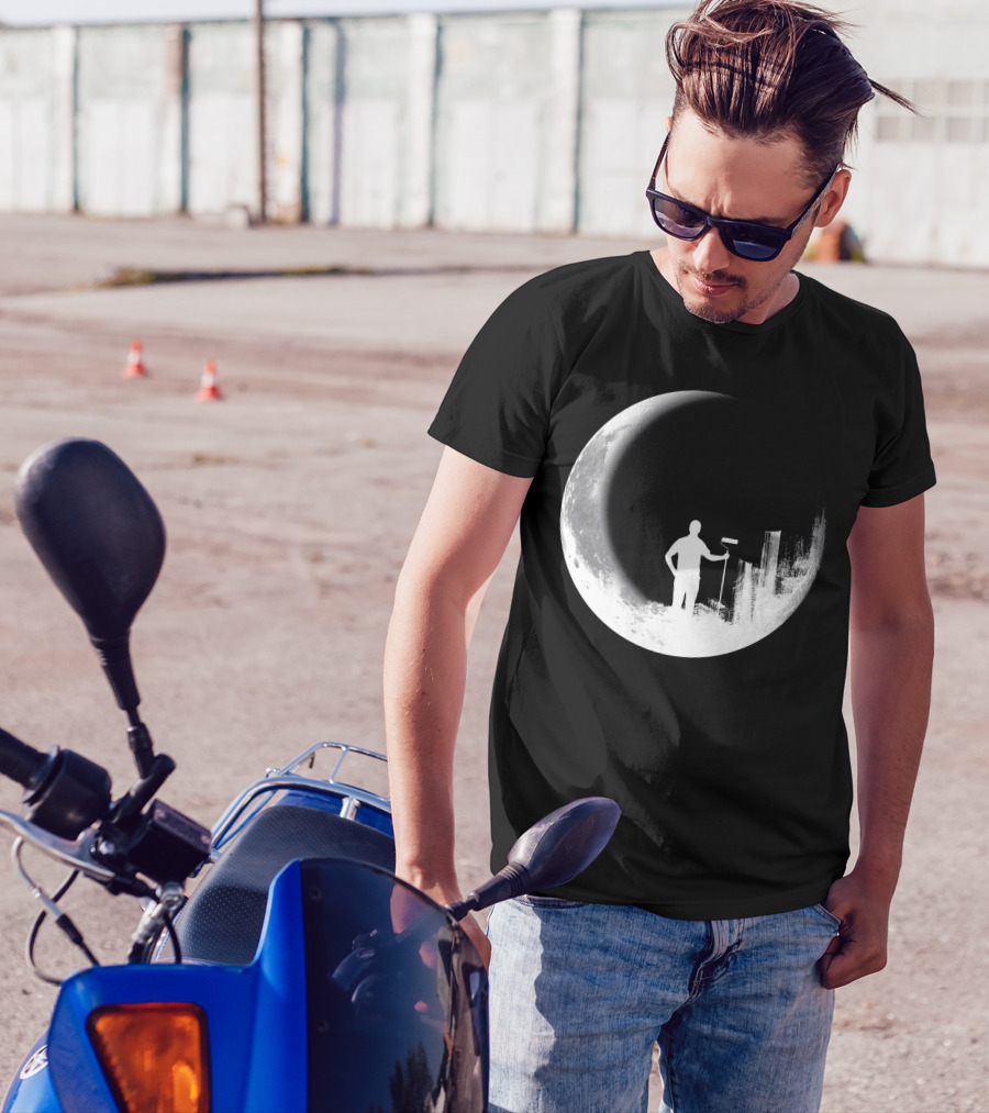 Paint The Moon Silhouette With Roller On Lunar Surface T-Shirt