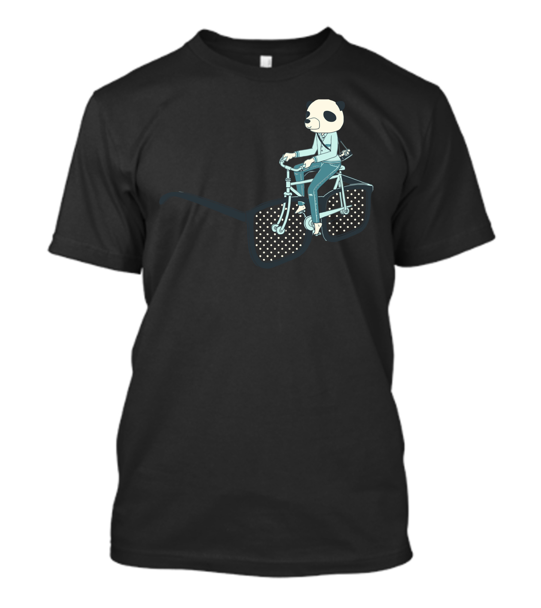 Panda Girl Riding Glasses Bicycle T-Shirt