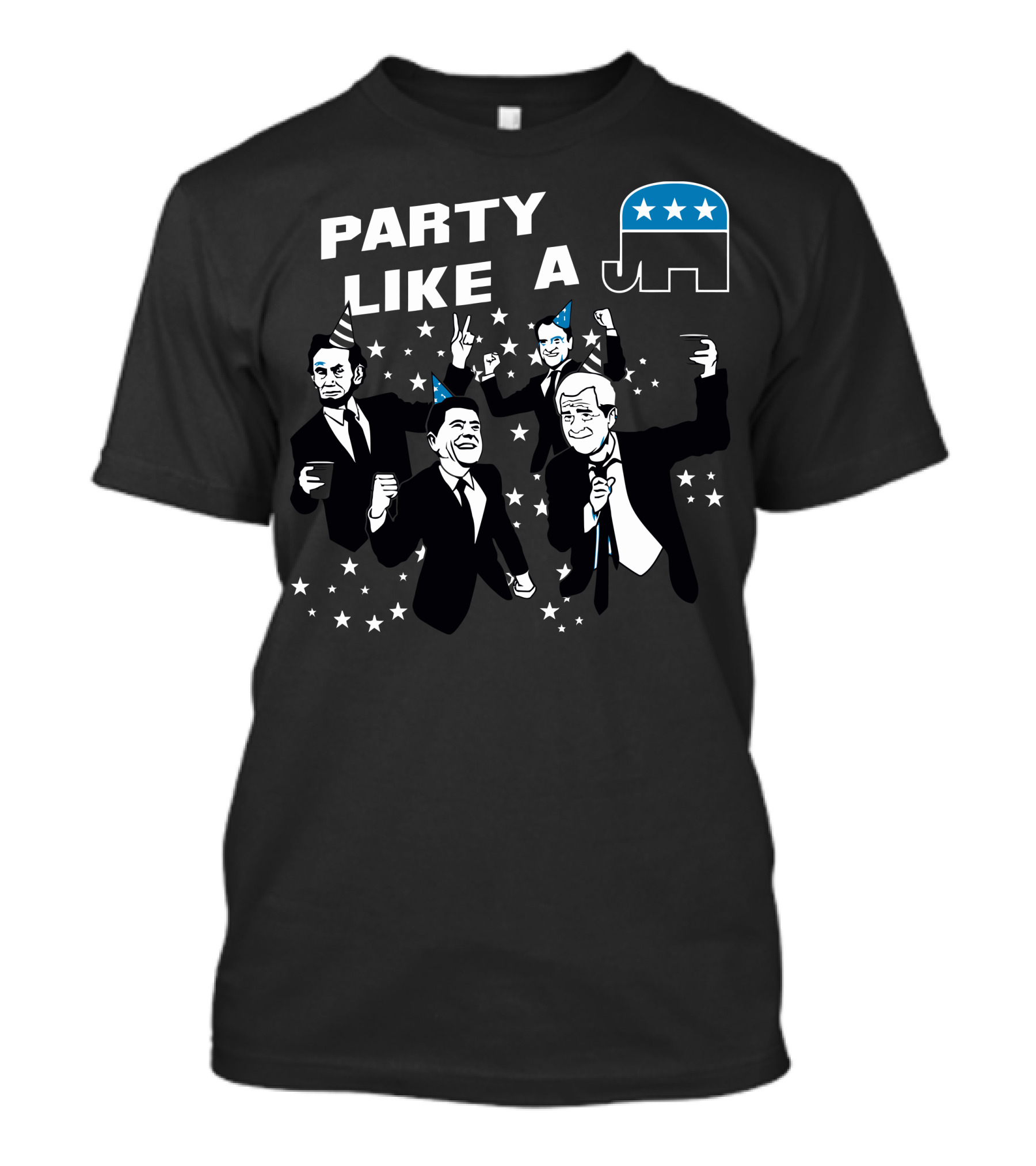 Party Like A Republican Lincoln Reagan Bush Political Party Fun Stars Elephant Emojis T-Shirt