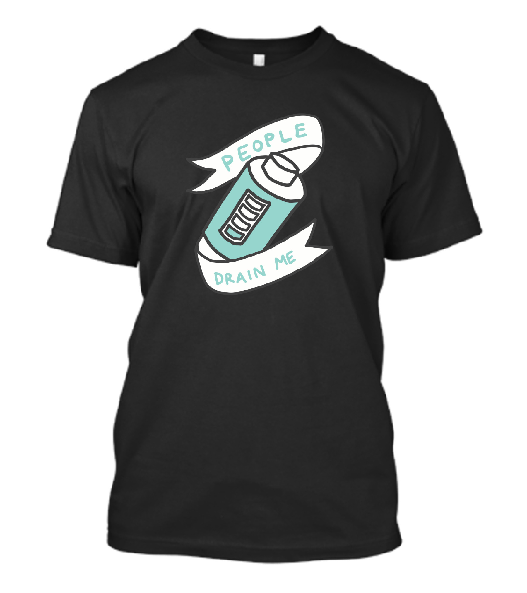 People Drain Me Battery Motif T-Shirt