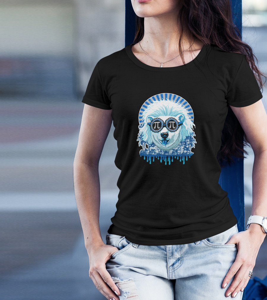 Pi Symbol Reflective Polar Bear Iconic Sunglasses T-Shirt