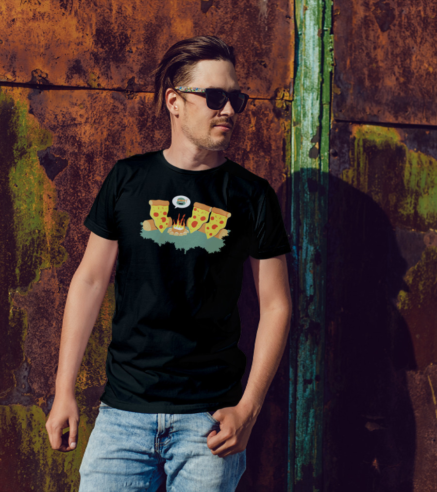 Pizza Campfire Story With Turtle Ninja Reference T-Shirt