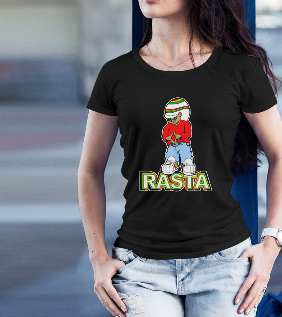 RASTA Man Cartoon Sporting Rasta Colors With Cap And Sneakers T-Shirt
