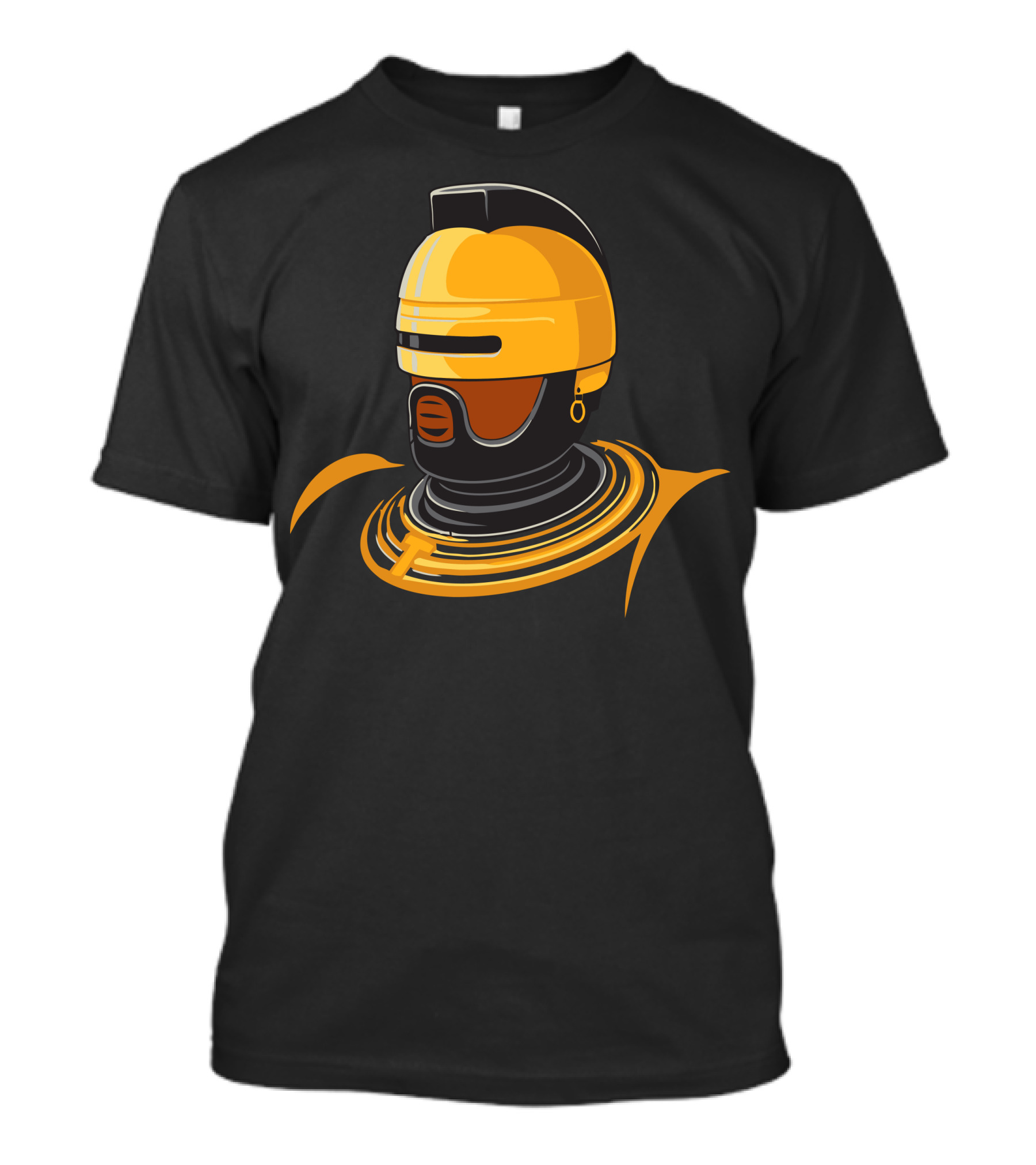 Robo Warrior Helmet With Futuristic Yellow And Black T-Shirt