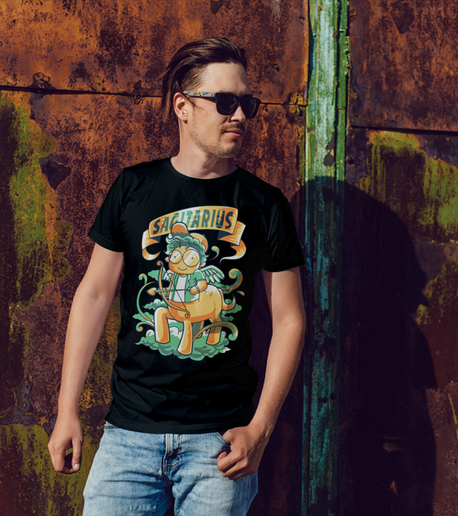 SAGITARIUS Hipster Centaur With Bow And Wings T-Shirt