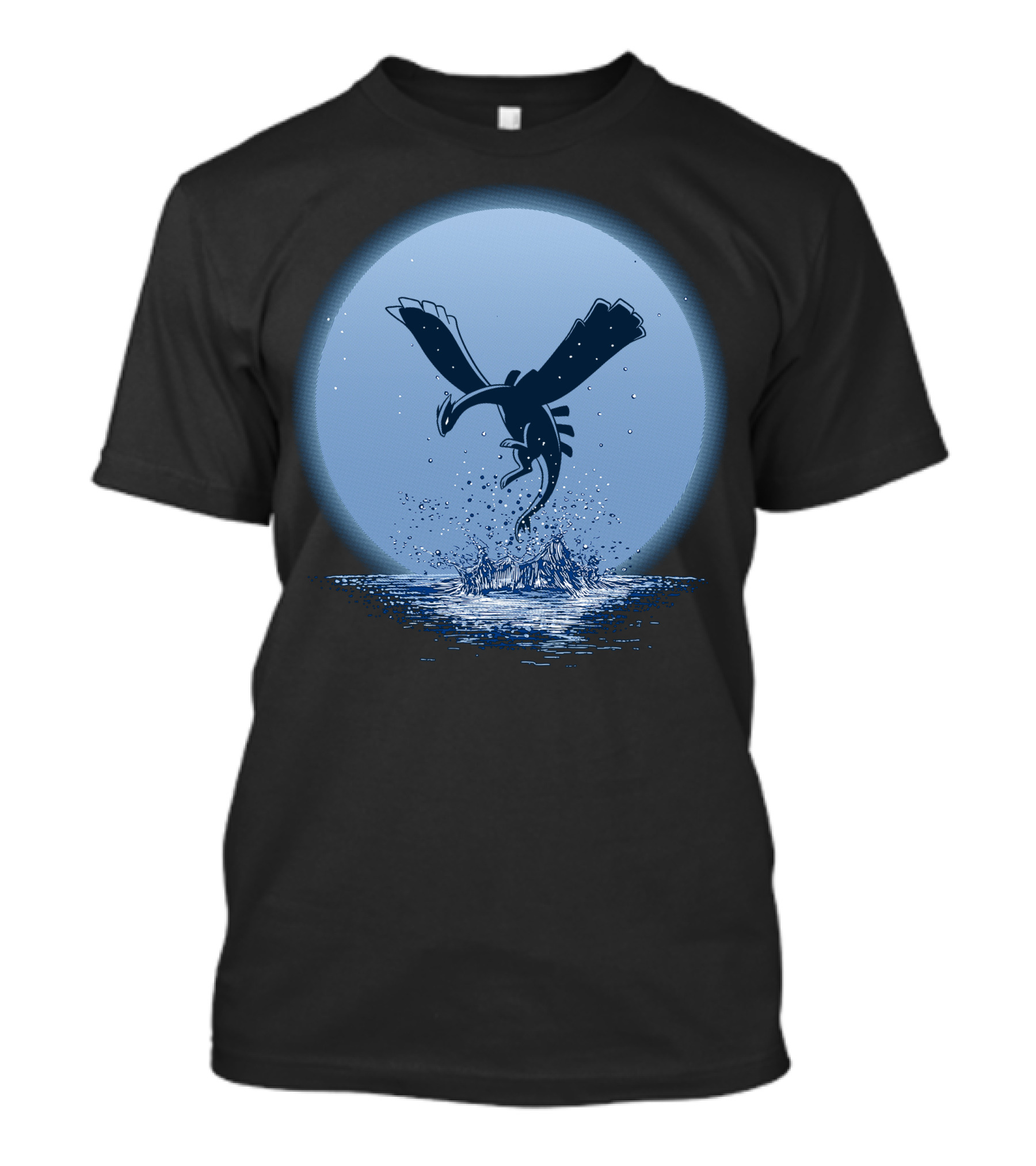 Night Flight Of The Sea Guardian Dragon Over Moonlit Waves T-Shirt