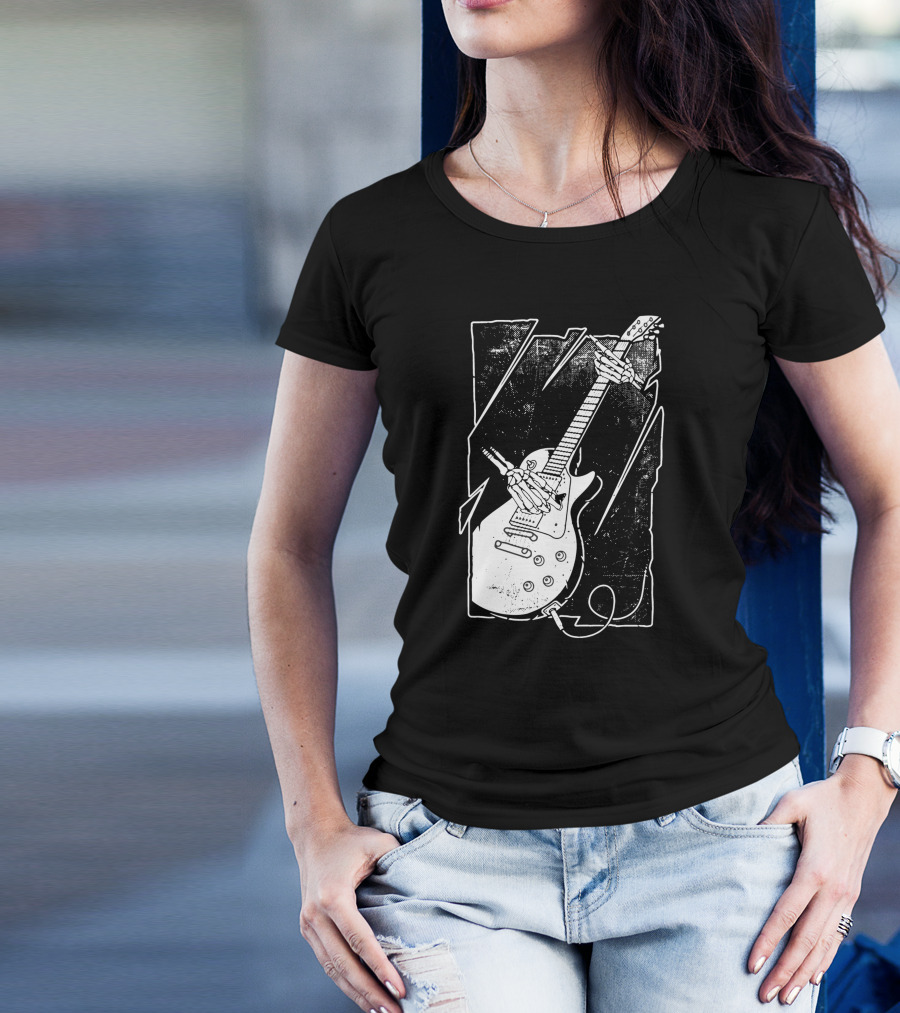 Skull Hand Holding Electric Guitar T-Shirt