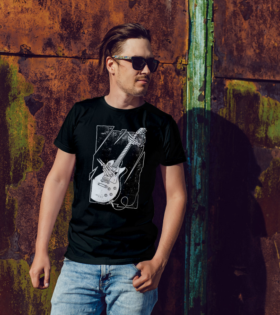 Skull Hand Holding Electric Guitar T-Shirt