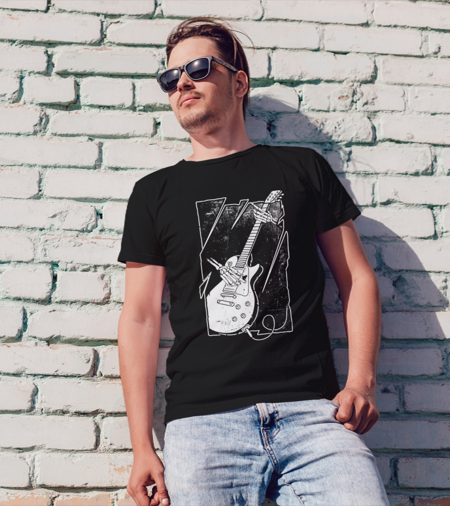 Skull Hand Holding Electric Guitar T-Shirt