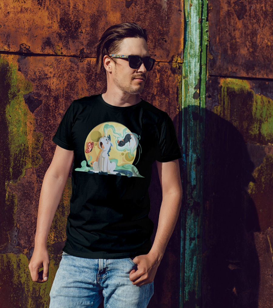 Slepy Unicorn Moonlit Dreams With Butterfly And Mouse T-Shirt