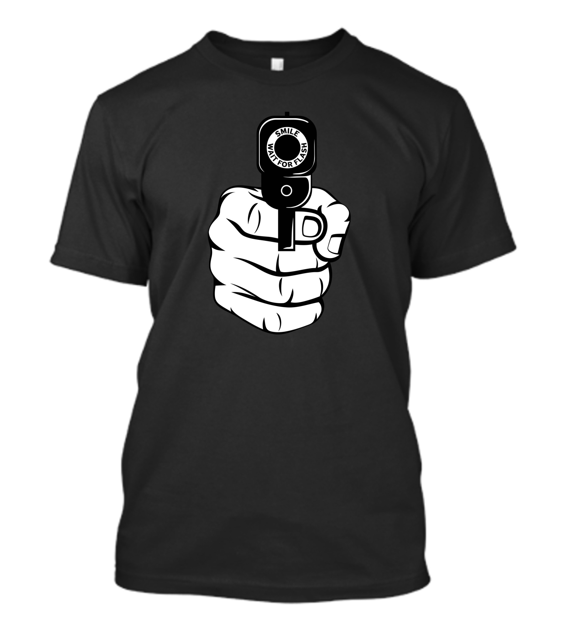 Smile Wait For Flash Finger Gun Gesture T-Shirt