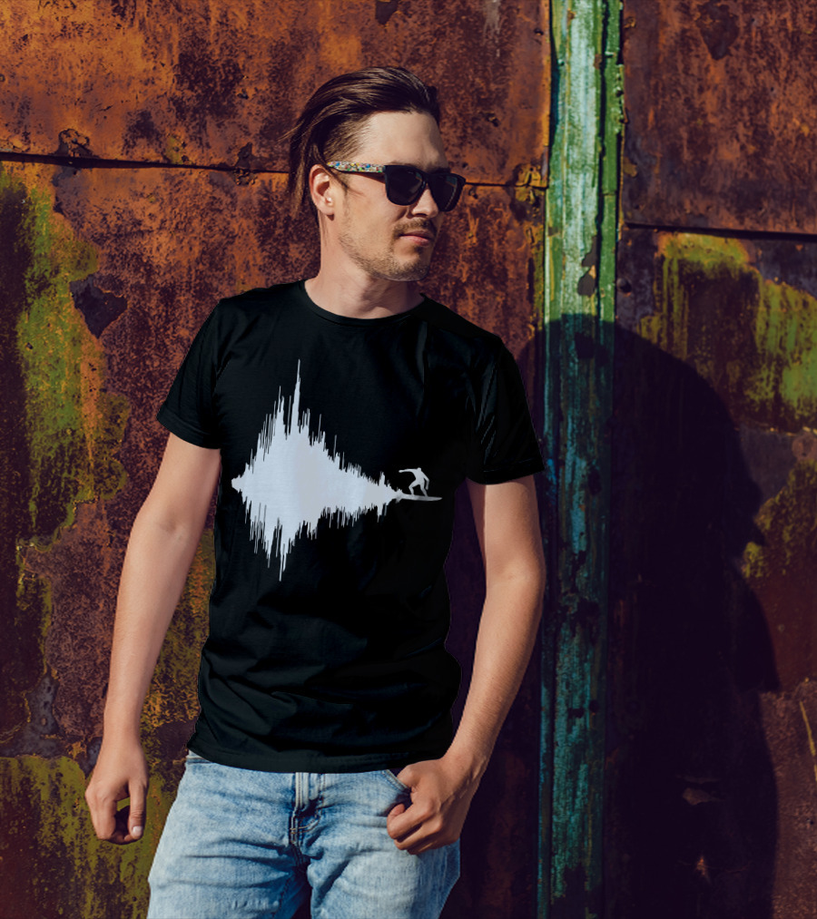 Surfer Riding Sound Wave Surfer Ocean Wave Soundwave Surfing T-Shirt