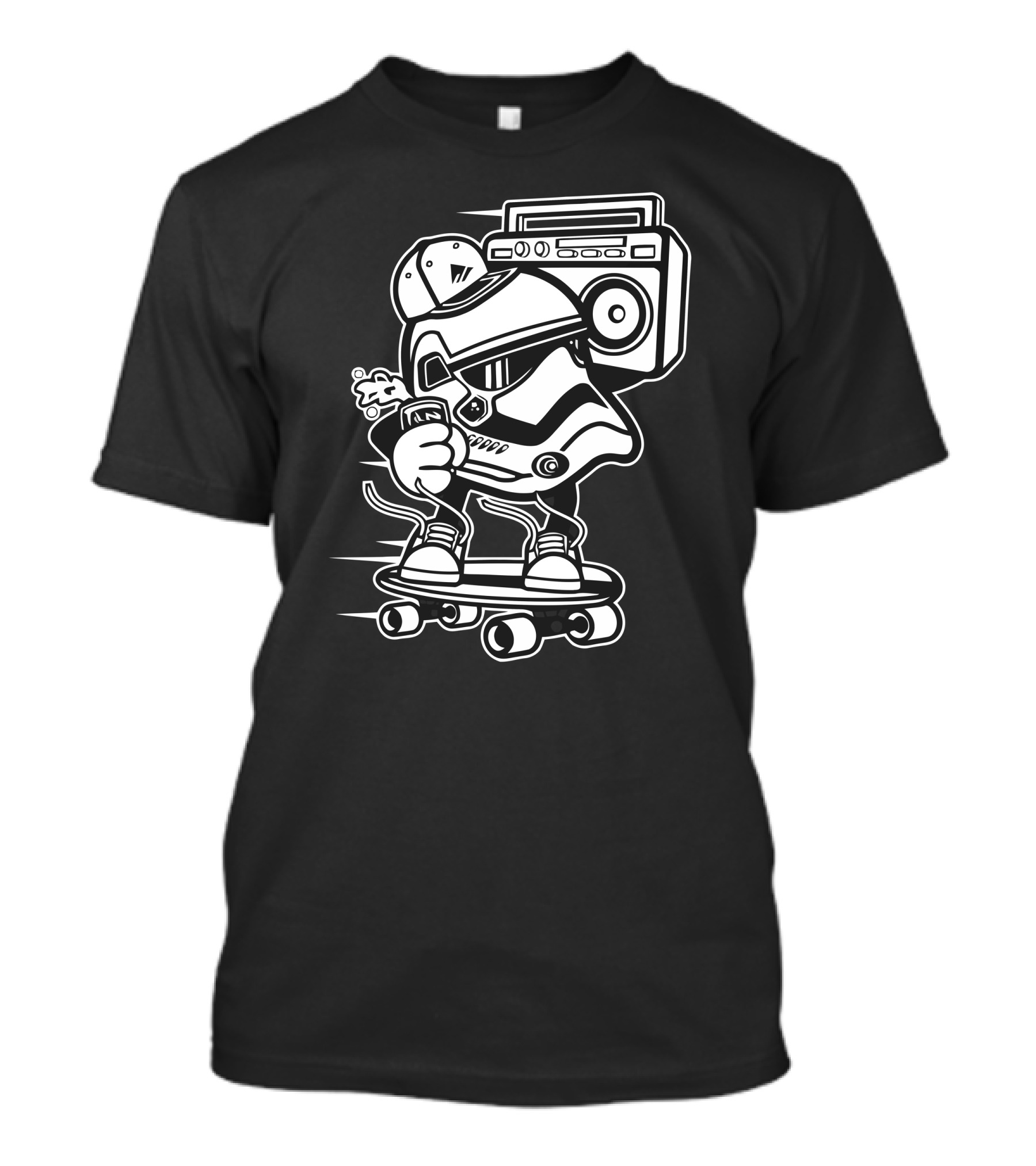 Boom Box Stormtrooper Skateboard Street Music T-Shirt