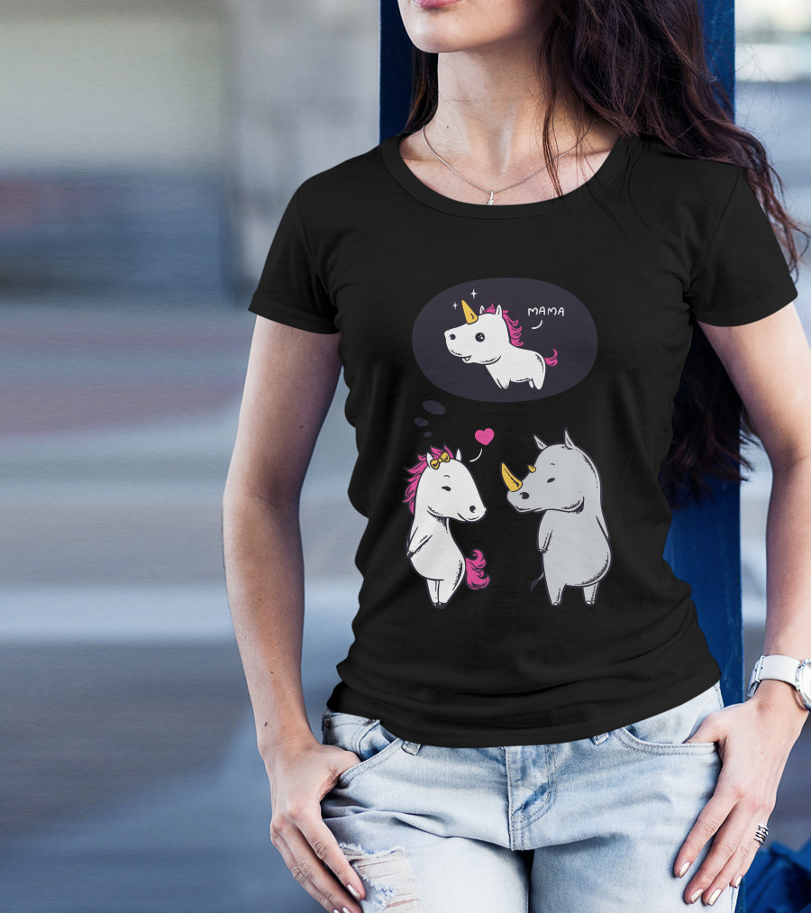 Unicorn Mama Dream Meets Rhino Perfect Couple T-Shirt