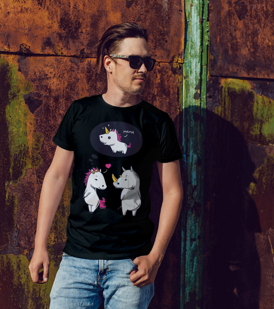 Unicorn Mama Dream Meets Rhino Perfect Couple T-Shirt
