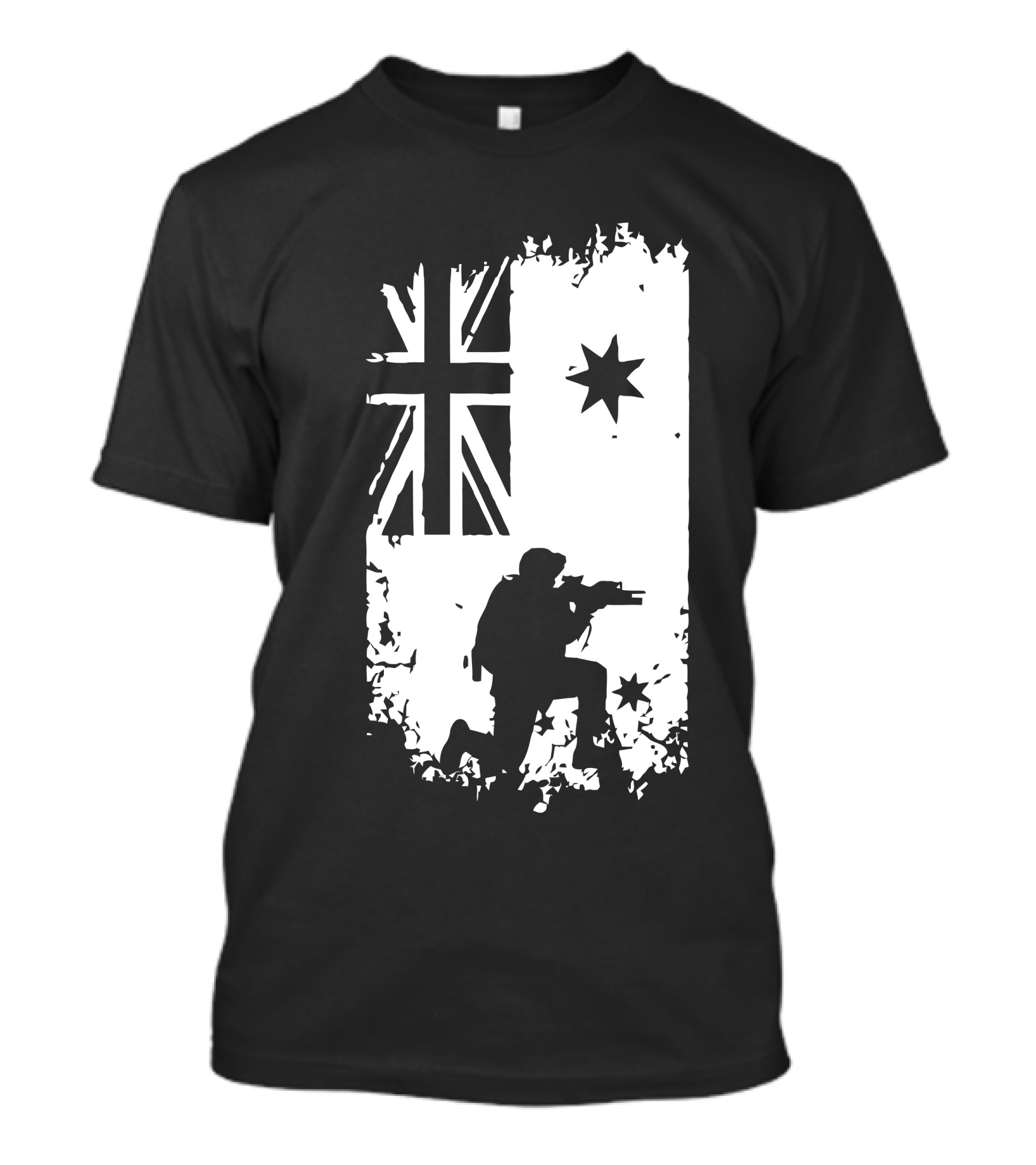 Australian Soldier Silhouette With Commonwealth Star Flag T-Shirt