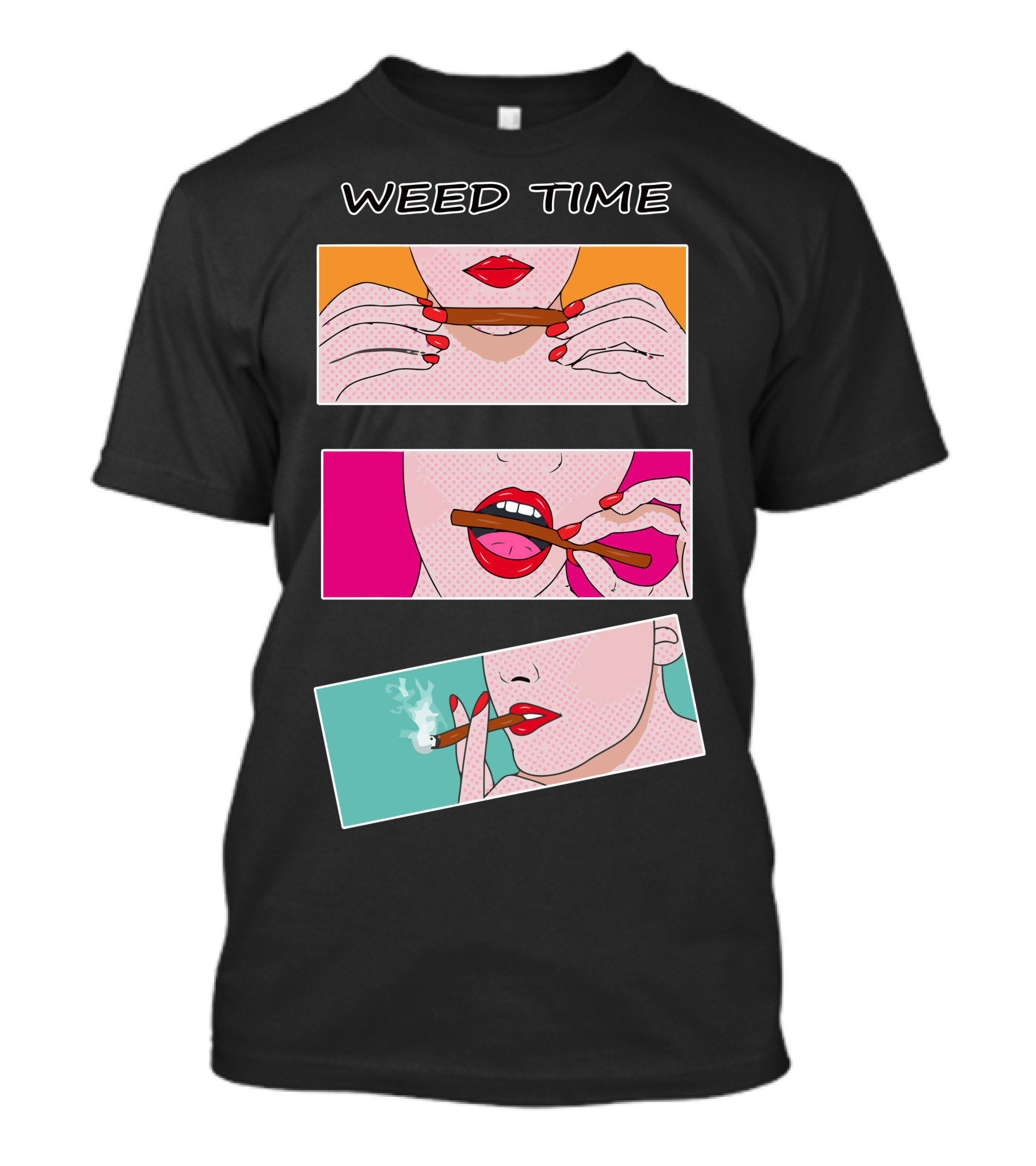 Weed Time Smoking Pop Art Comic Panels T-Shirt