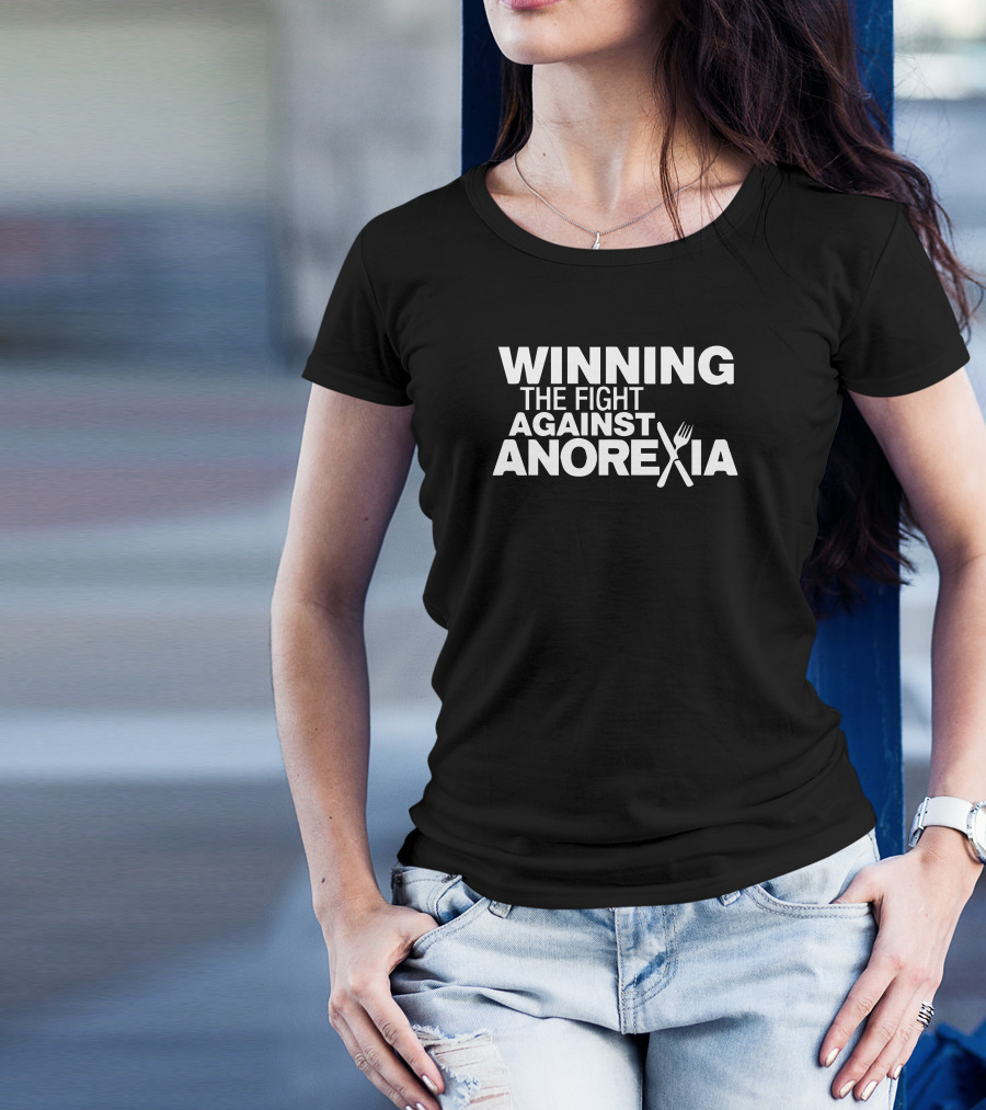 Winning The Fight Against Anorexia With Fork And Knife Symbolizing Strength And Recovery T-Shirt