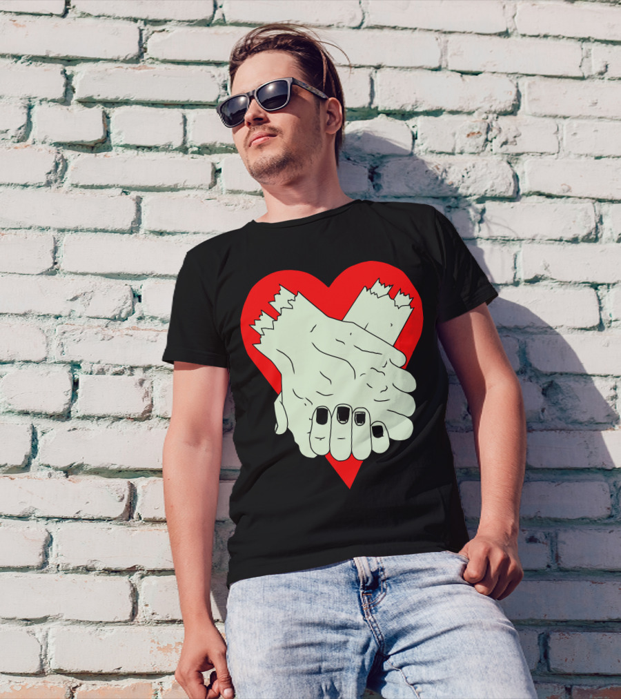 Zombie Couple Holding Hands In Heart Shape T-Shirt